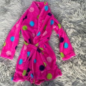 Pink polka dot bath robe